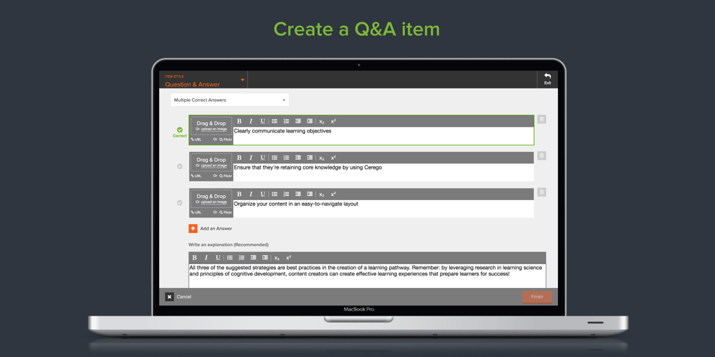 Build a Q&A item in Cerego
